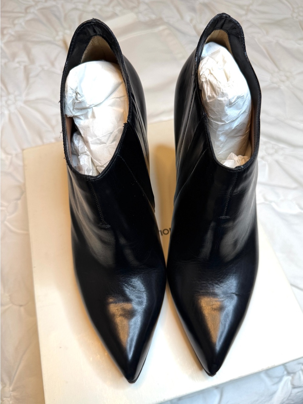 Women's Black Pointed Leather Ankle Boots